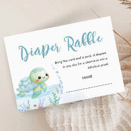 Tarjeta De Recepción Tortuga marina que ataca a Baby Shower Diaper Raff