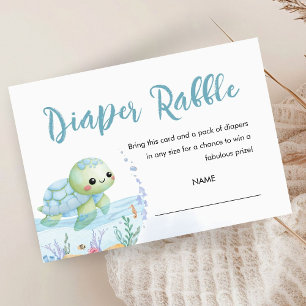 Tarjeta De Recepción Tortuga marina que ataca a Baby Shower Diaper Raff