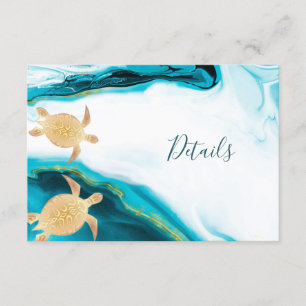 Tarjeta De Recepción Tortugas Doradas Detalles Costeros