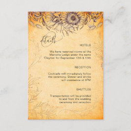Tarjeta De Recepción Tracería de textura otoñal de girasol Toscana