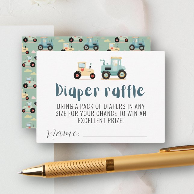Tarjeta De Recepción Tractor niño ducha de bebé rifa de pañales (Subido por el creador)
