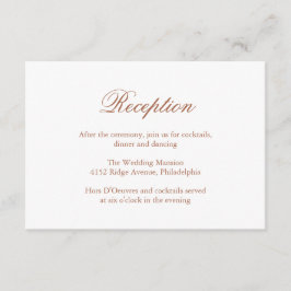 Tarjeta De Recepción Tradicional Terracota Elegante Formal Boda