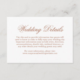 Tarjeta De Recepción Tradicional Terracota Elegante Formal Boda