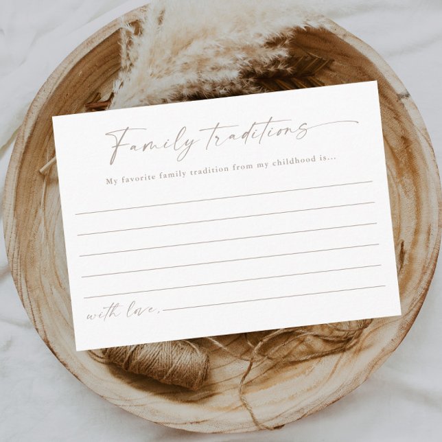 Tarjeta De Recepción Tradiciones de la familia de guiones simples Baby  (Simple script boho baby shower family traditions enclosure card.)
