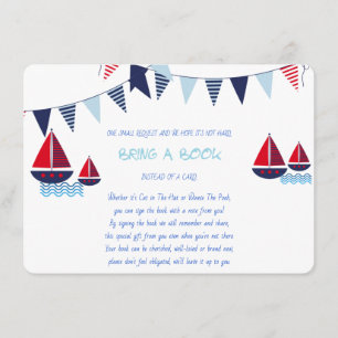 Tarjeta De Recepción Trae un Libro, Barcos de Vela, Náutico, Personaliz