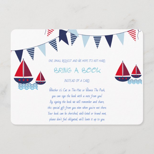 Tarjeta De Recepción Trae un Libro, Barcos de Vela, Náutico, Personaliz (Anverso)