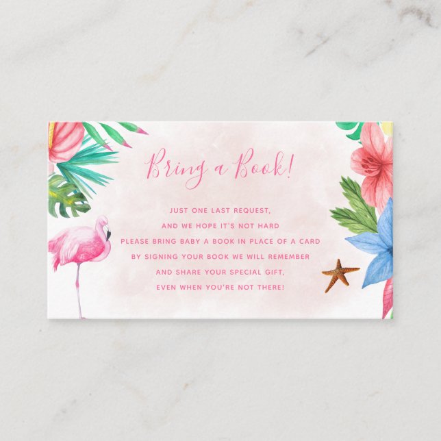 Tarjeta De Recepción Trae un libro de ducha tropical para bebés (Anverso)