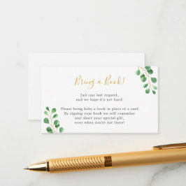 Tarjeta De Recepción Trae un libro eucalipto baby ducha