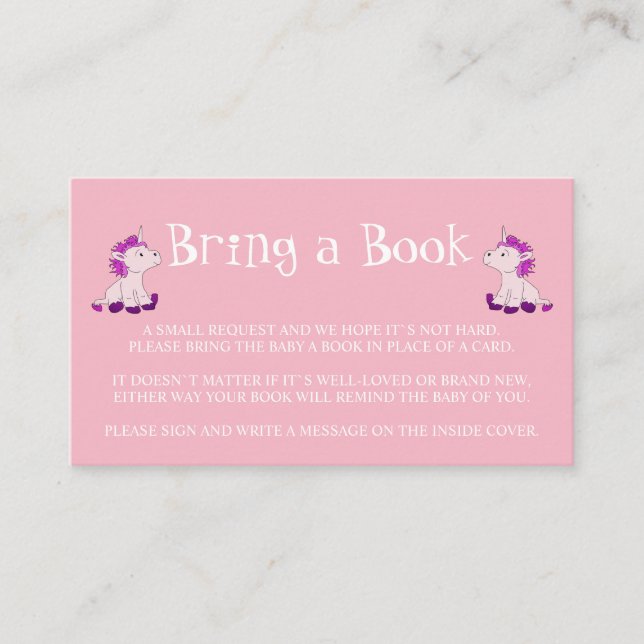 Tarjeta De Recepción Trae un Libro Gemelas Niñas Fiesta de Bebé Rosa (Anverso)