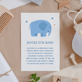 Tarjeta De Recepción Trae un libro para el bebé. elefante azul lindo