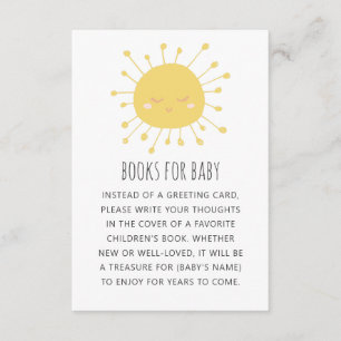Tarjeta De Recepción Trae un libro para la petición del bebé. Un sol li