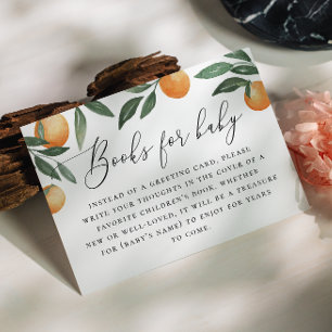 Tarjeta De Recepción Trae un libro para tu petición de bebé. Cítrico ac