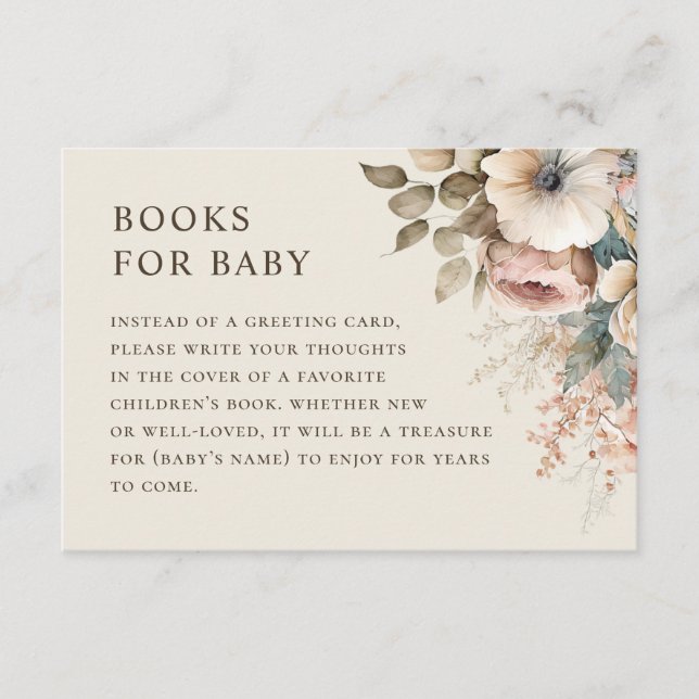 Tarjeta De Recepción Trae un libro para tu petición de bebé. Elegante f (Anverso)