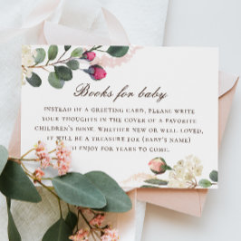Tarjeta De Recepción Trae un libro para tu petición de bebé. Rosas de a
