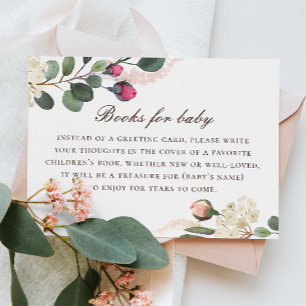 Tarjeta De Recepción Trae un libro para tu petición de bebé. Rosas de a