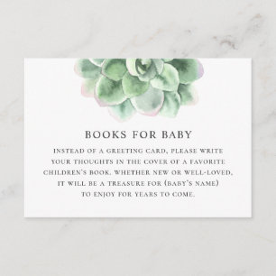 Tarjeta De Recepción Trae un libro para tu petición de bebé. Suculento 