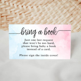 Tarjeta De Recepción Traer un Baby Shower de libro, color rosa y azul