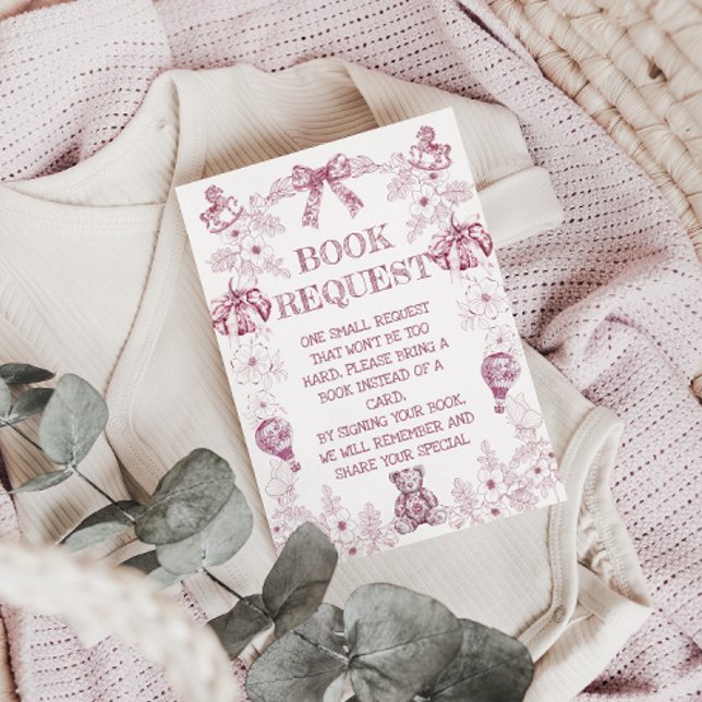 Tarjeta De Recepción Traer un Baby Shower rosa francés floral de libros (Subido por el creador)