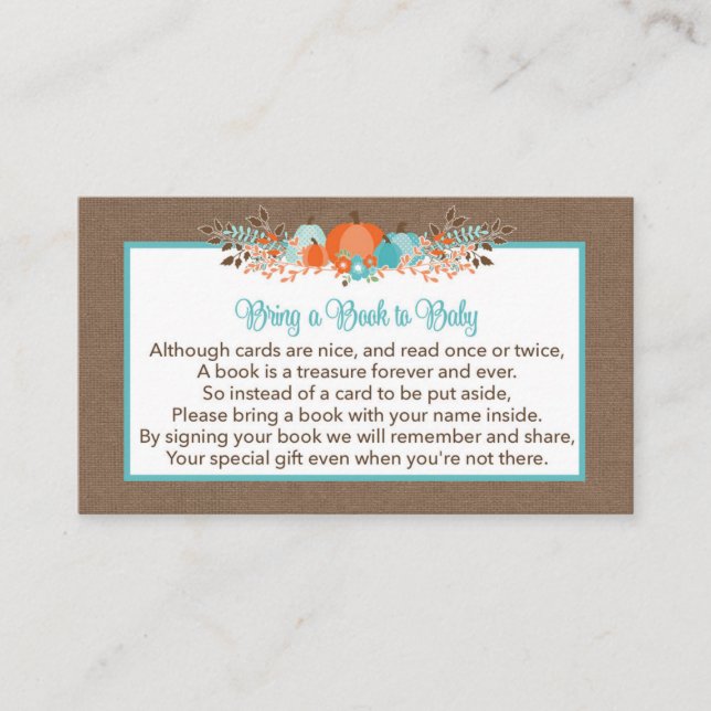 Tarjeta De Recepción Traer un libro a la solicitud del bebé - Calabazas (Anverso)