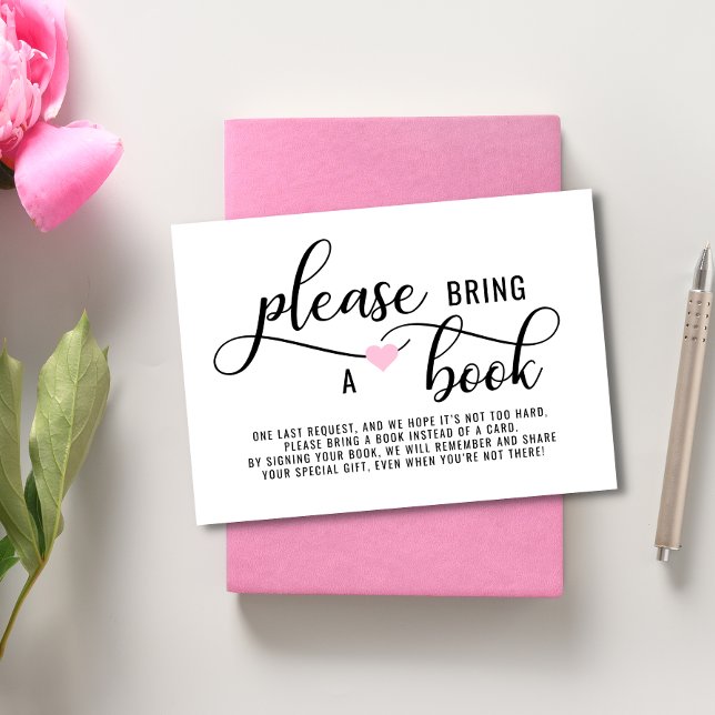 Tarjeta De Recepción TRAER UN LIBRO Baby Shower Pink Heart (Subido por el creador)