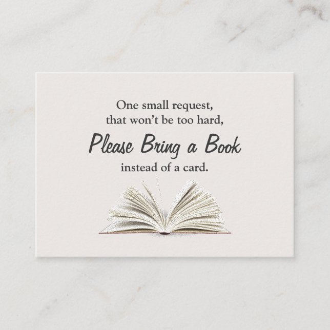 Tarjeta De Recepción Traer un libro Baby Shower Solicitud Insertar (Anverso)