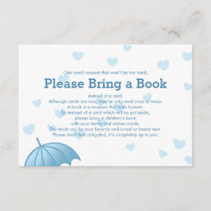 Tarjeta De Recepción Traer un libro Blue Umbrella Hearts Insertar tarje