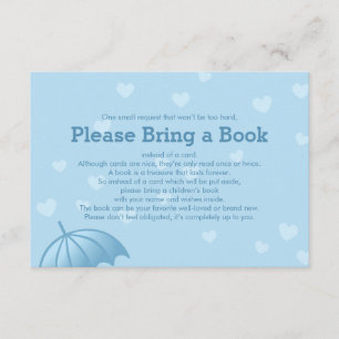 Tarjeta De Recepción Traer un libro Blue Umbrella Hearts Insertar tarje