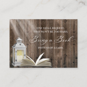 Tarjeta De Recepción Traer un libro de Baby Shower de madera de lintern
