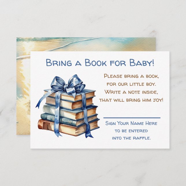 Tarjeta De Recepción Traer un libro para el bebé | BABY SHOWER (Anverso / Reverso)