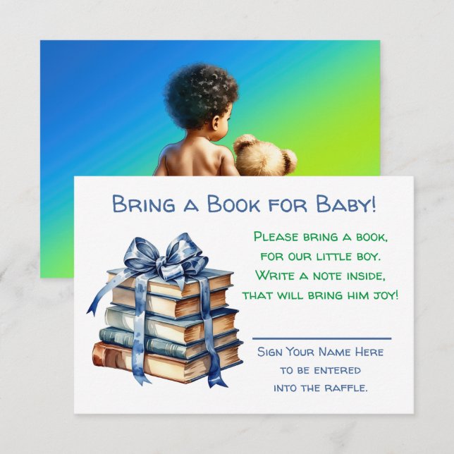 Tarjeta De Recepción Traer un libro para el bebé | BABY SHOWER (Anverso / Reverso)