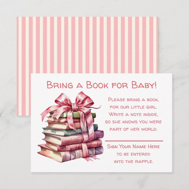 Tarjeta De Recepción Traer un libro para el bebé | BABY SHOWER (Anverso / Reverso)