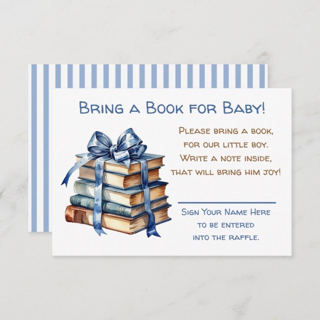 Tarjeta De Recepción Traer un libro para el bebé | BABY SHOWER (Anverso / Reverso)