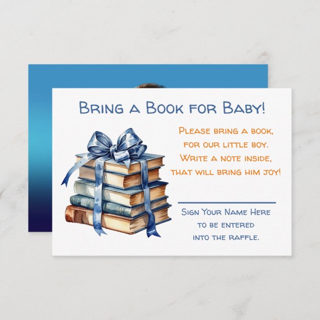 Tarjeta De Recepción Traer un libro para el bebé | BABY SHOWER (Anverso / Reverso)