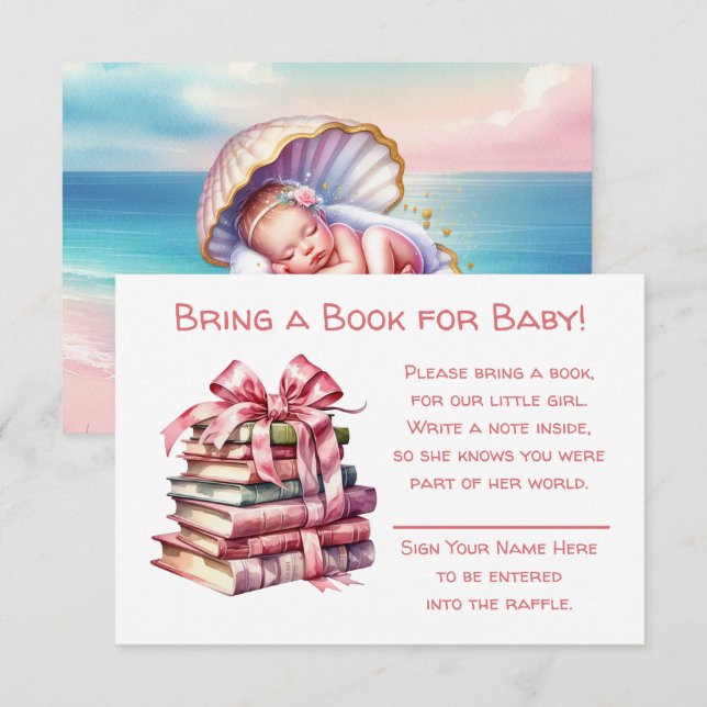 Tarjeta De Recepción Traer un libro para el bebé | CHICA BABY SHOWER (Anverso / Reverso)