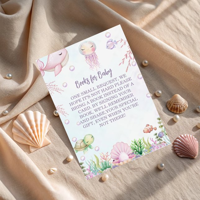 Tarjeta De Recepción Traer un libro - Pearl Baby Shower Under the Sea (Subido por el creador)