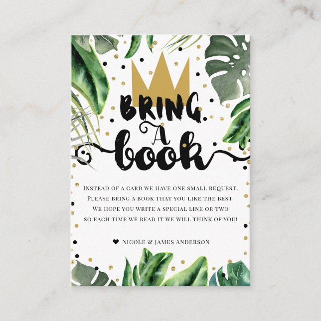 Tarjeta De Recepción Traiga un libro Cumpleaños salvaje 1er libro solic (Anverso)