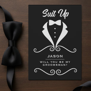Tarjeta De Recepción Traje de propuesta para padrino de boda Corbata de