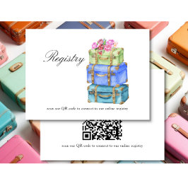 Tarjeta De Recepción Travel Bridal shower QR code for registry