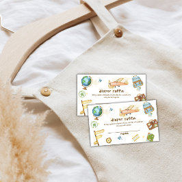 Tarjeta De Recepción Travel World Airplane Diaper Raffle Baby Shower 