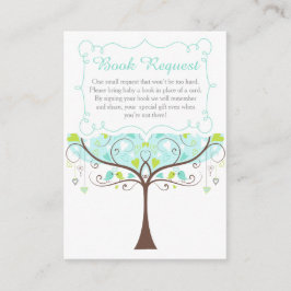 Tarjeta De Recepción Tree in Blue and Green Baby Shower Book Request