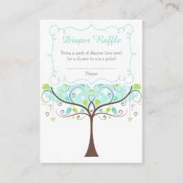 Tarjeta De Recepción Tree in Blue and Green Baby Shower Diaper Raffle