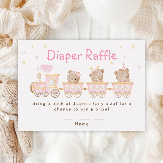Tarjeta De Recepción Tren rosado Baby Shower Diaper Raffle (Subido por el creador)