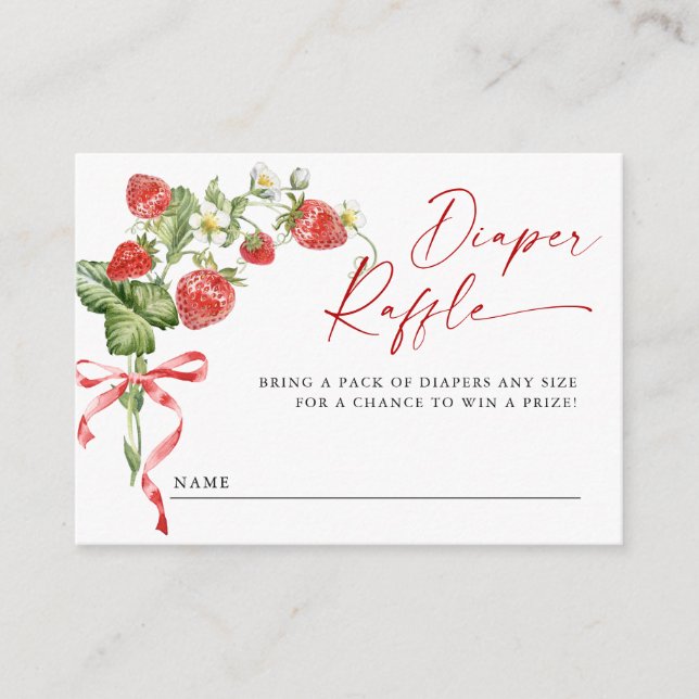 Tarjeta De Recepción Trendy Meadow Strawberry Baby Shower Diaper Raffle (Anverso)