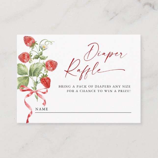 Tarjeta De Recepción Trendy Meadow Strawberry Baby Shower Diaper Raffle (Anverso)