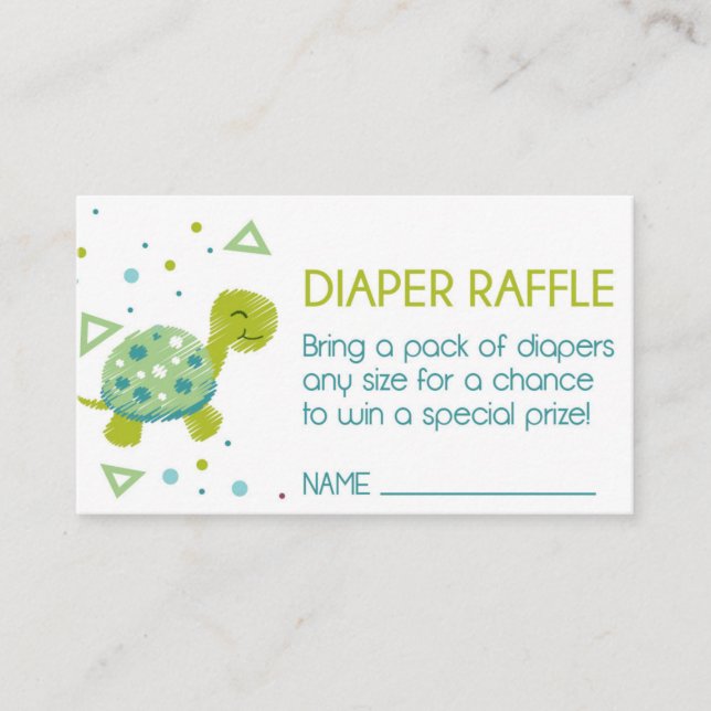 Tarjeta De Recepción Triángulo Turtle Diaper Raffle Ticket (Anverso)