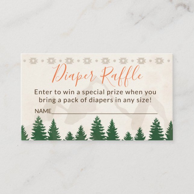 Tarjeta De Recepción Tribal Adventure Diaper Raffle (Anverso)
