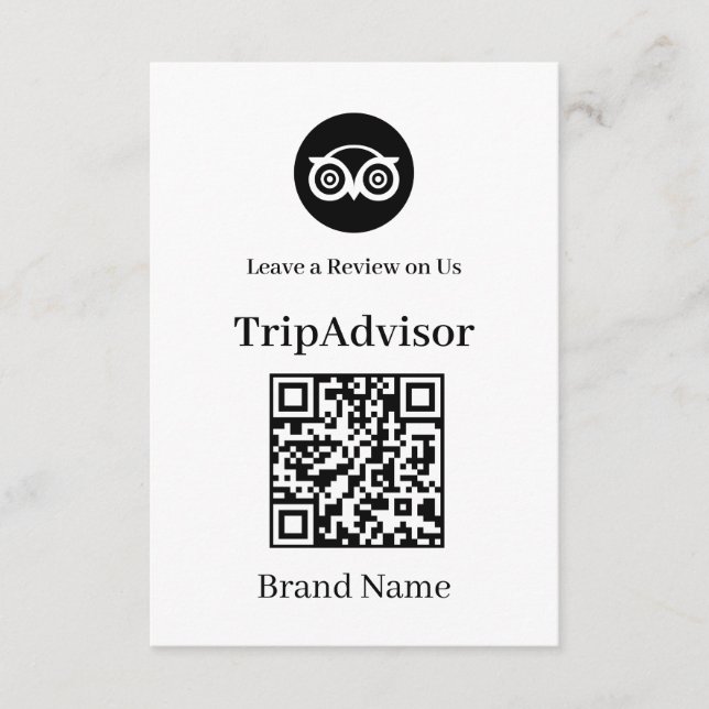 Tarjeta De Recepción Tripadvisor QR | Enlace de revisión de negocio (Anverso)
