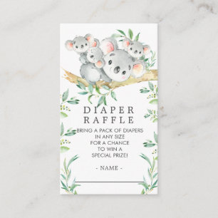 Tarjeta De Recepción Triplets Koala Baby Shower Diaper Raffle Ticket