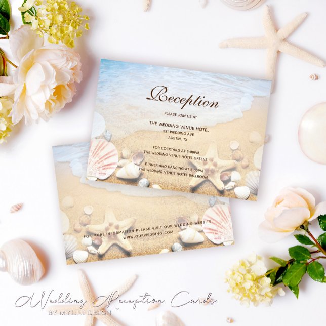 Tarjeta de recepción Tropical Beach Starfish Weddi (Subido por el creador)