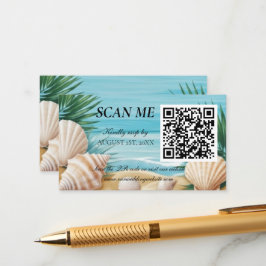 Tarjeta De Recepción Tropical Beach Wedding RSVP QR Code Enclosure